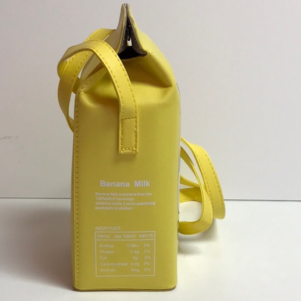 Banana Milk Yellow Milk Carton Faux Leather Shoulder Bag New - Picture 2 of 7